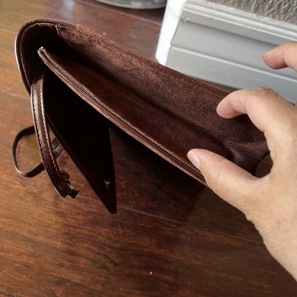 Scepi Women Purse Made In Italy Brown Leather Suede VTG Crossbody Shoulder Bag - Picture 6 of 12